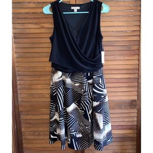 NWT Black/Brown Print Dress S10 DressBarn